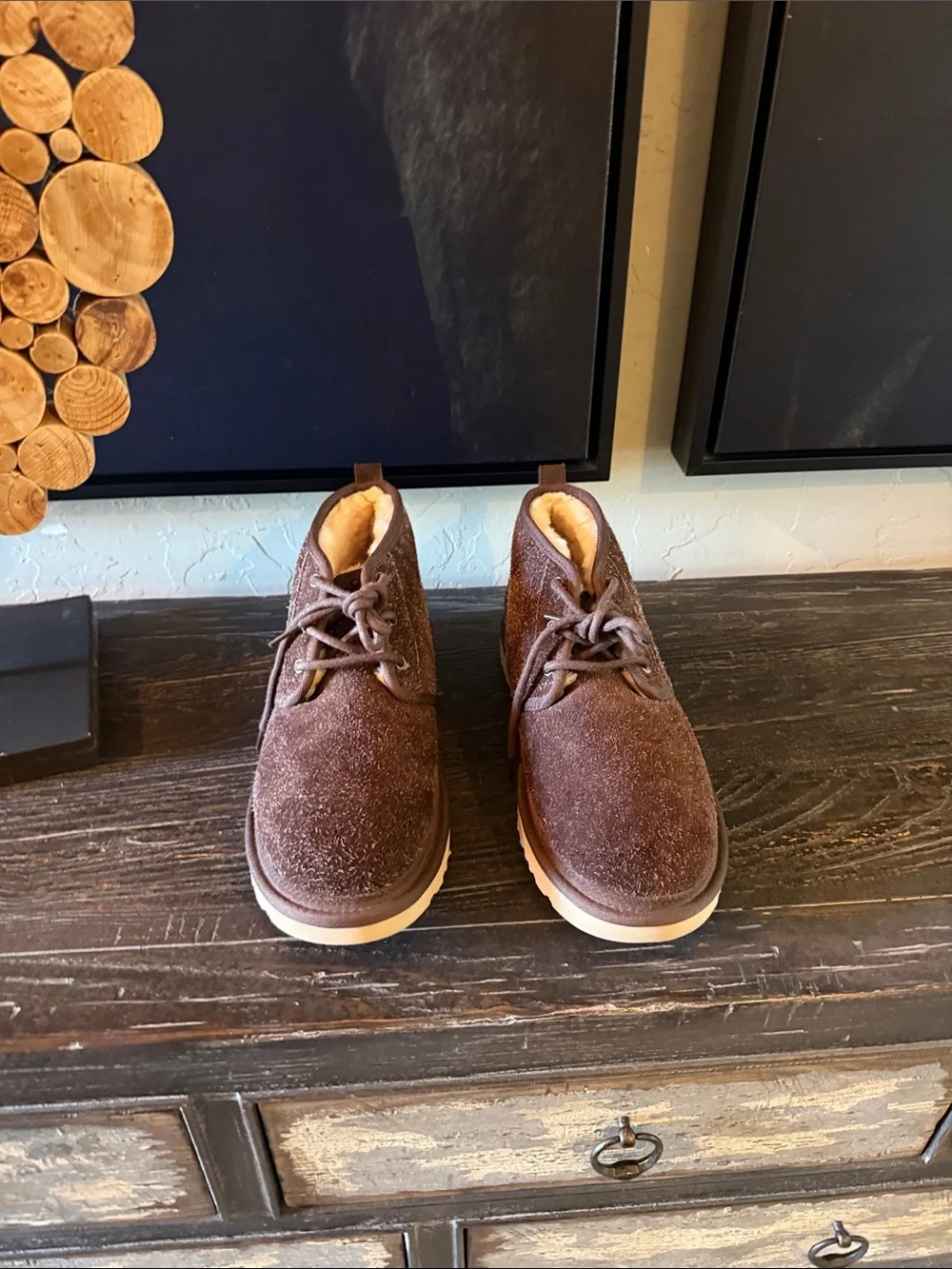 UGG Men's Chocolate Brown Suede Chukka Boot with Cream Sole